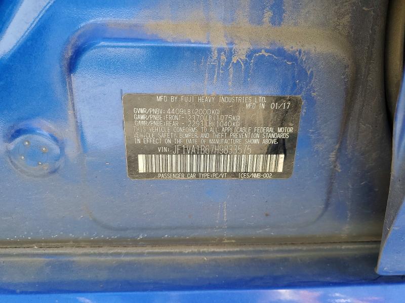 Aukcja sprzedaży 2017 Subaru Wrx, vin: JF1VA1B67H9833575, numer aukcji: 59911086