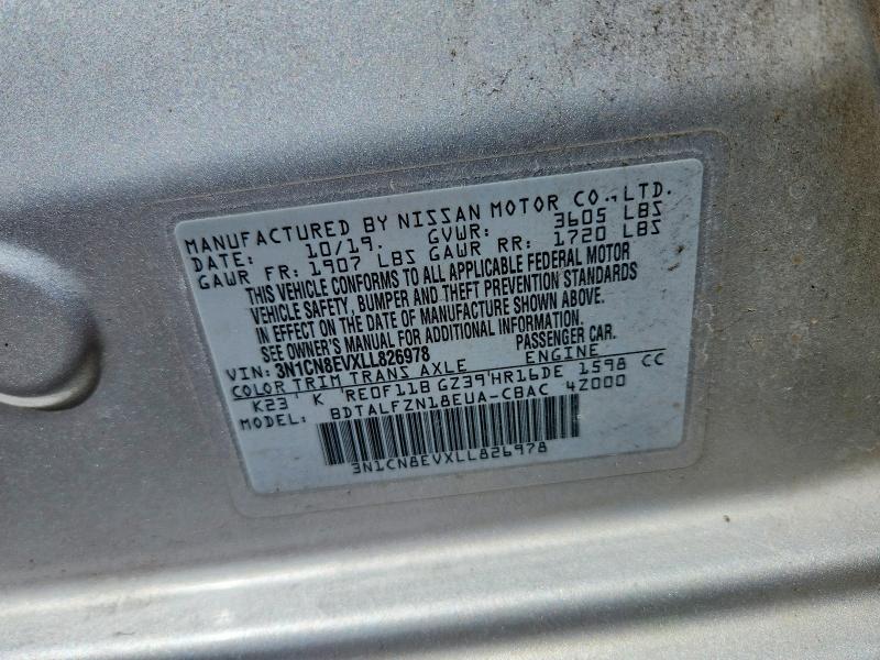 Aukcja sprzedaży 2020 Nissan Versa, vin: 3N1CN8EVXLL826978, numer aukcji: 61093176