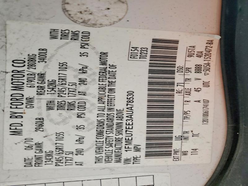 59903006 :رقم المزاد ، 1FMEU7EE3AUA78530 vin ، 2010 Ford Explorer مزاد بيع