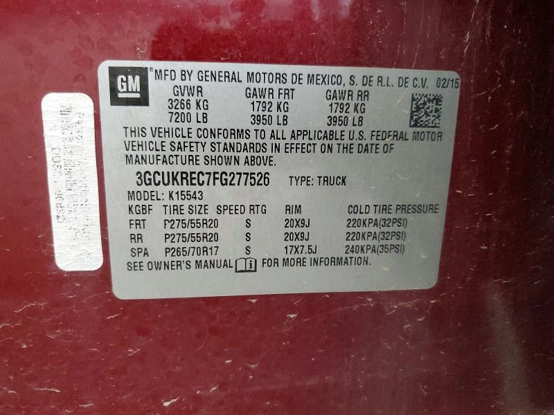 Продаж на аукціоні авто 2015 Chevrolet Silverado, vin: 3GCUKREC7FG277526, номер лоту: 59911996