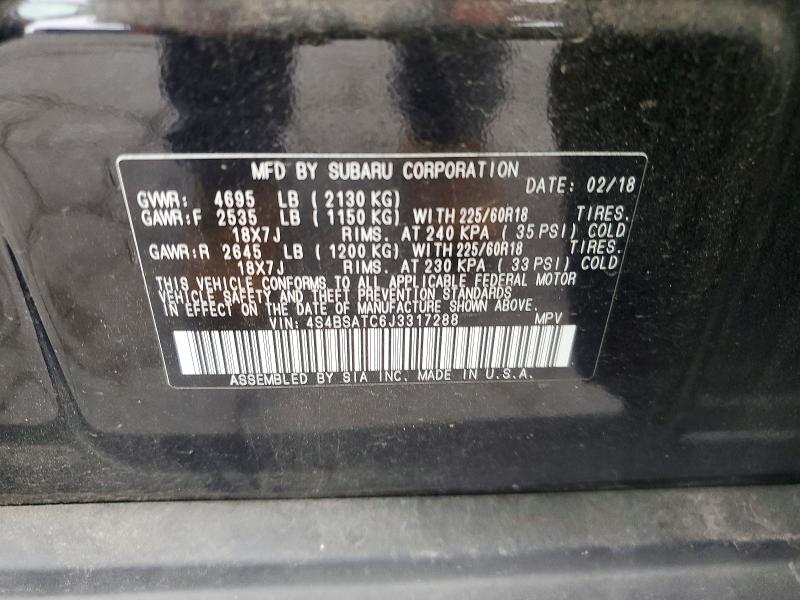 Aukcja sprzedaży 2018 Subaru Outback, vin: 4S4BSATC6J3317288, numer aukcji: 61132036