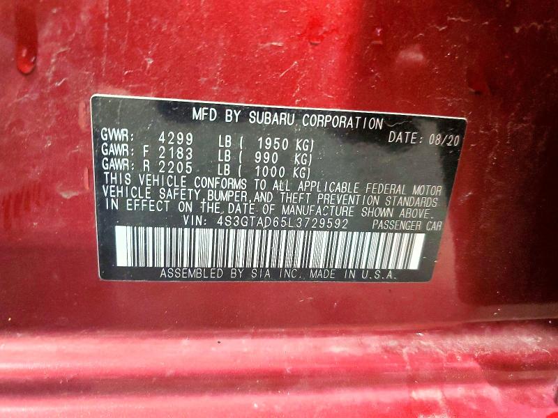Aukcja sprzedaży 2020 Subaru Impreza, vin: 4S3GTAD65L3729592, numer aukcji: 60598256