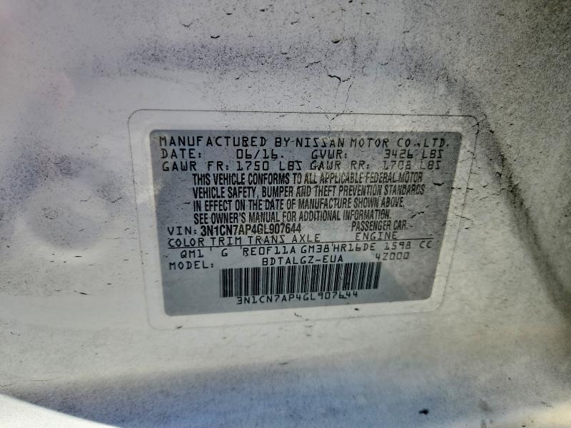 Auction sale of the 2016 Nissan Versa, vin: 3N1CN7AP4GL907644, lot number: 60785976