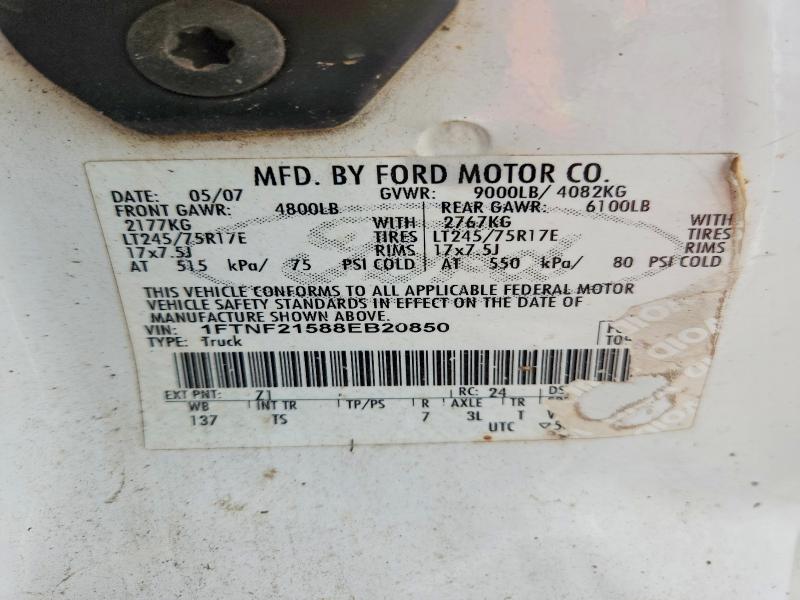 Aukcja sprzedaży 2008 Ford F250, vin: 1FTNF21588EB20850, numer aukcji: 60437516