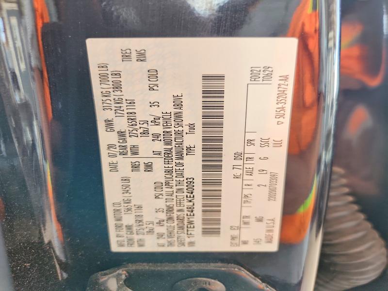 Aukcja sprzedaży 2020 Ford F150, vin: 1FTEW1E48LKE40093, numer aukcji: 60440866
