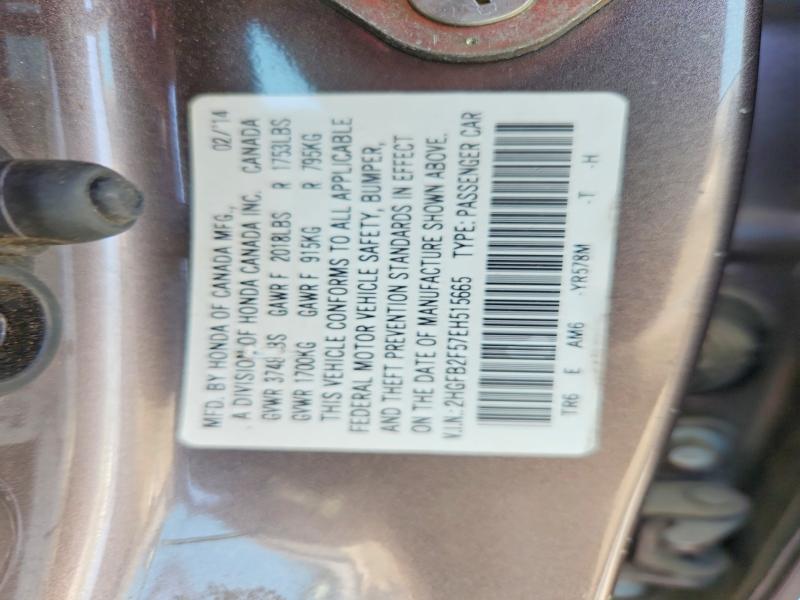 Продажа на аукционе авто 2014 Honda Civic, vin: 2HGFB2F57EH515665, номер лота: 62703966