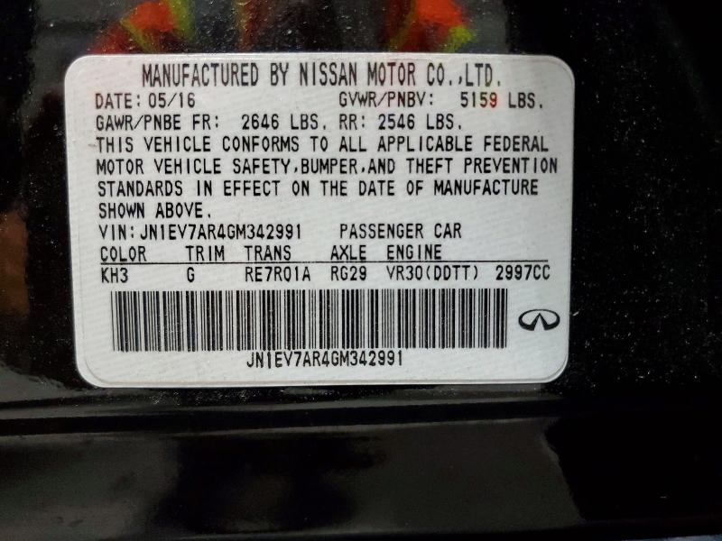 Aukcja sprzedaży 2016 Infiniti Q50, vin: JN1EV7AR4GM342991, numer aukcji: 61038876
