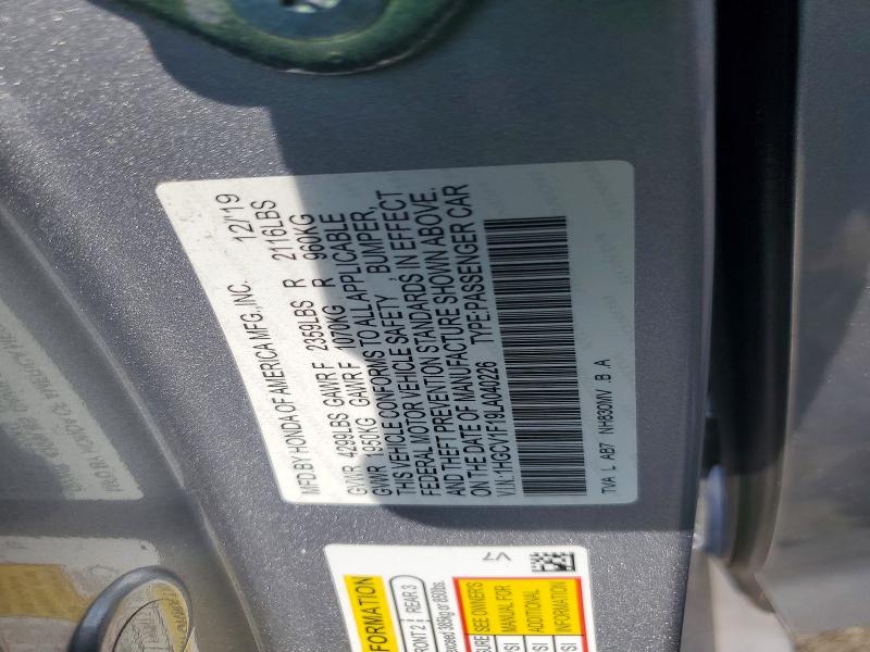 Продаж на аукціоні авто 2020 Honda Accord, vin: 1HGCV1F19LA040226, номер лоту: 62645936