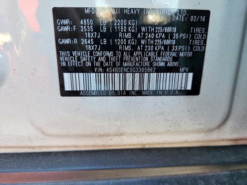 Aukcja sprzedaży 2016 Subaru Outback, vin: 4S4BSENC0G3305862, numer aukcji: 60170436