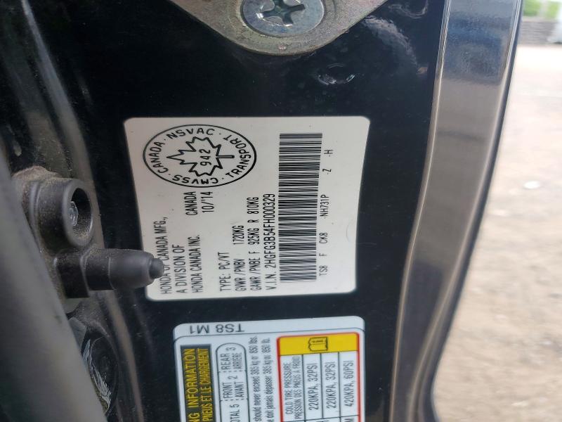 Продаж на аукціоні авто 2015 Honda Civic, vin: 2HGFG3B54FH000329, номер лоту: 62656576