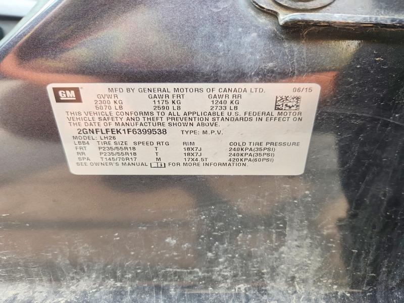 2015 Chevrolet Equinox მანქანა იყიდება აუქციონზე, vin: 2GNFLFEK1F6399538, აუქციონის ნომერი: 60506786