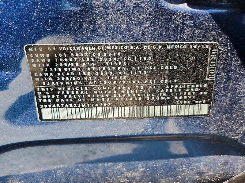 2018 Volkswagen Tiguan მანქანა იყიდება აუქციონზე, vin: 3VV4B7AX2JM174782, აუქციონის ნომერი: 59596716