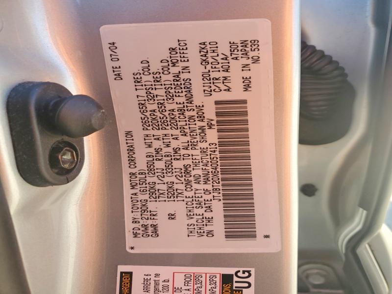 Продаж на аукціоні авто 2004 Lexus Gx, vin: JTJBT20X640057413, номер лоту: 60710886