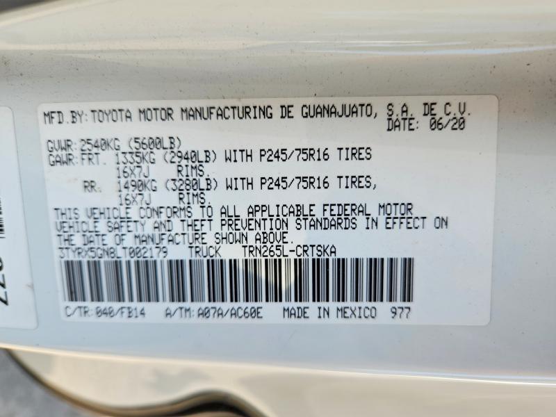Aukcja sprzedaży 2020 Toyota Tacoma, vin: 3TYRX5GN8LT002179, numer aukcji: 60798366