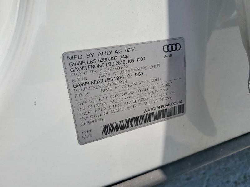Aukcja sprzedaży 2015 Audi Q5, vin: WA1CFAFP6FA007344, numer aukcji: 60093246
