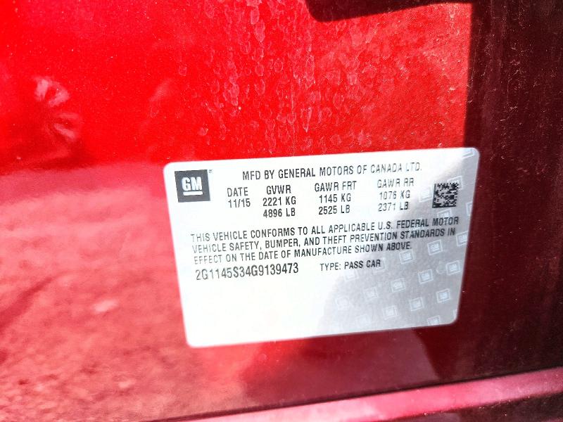 Продаж на аукціоні авто 2016 Chevrolet Impala, vin: 2G1145S34G9139473, номер лоту: 61011166
