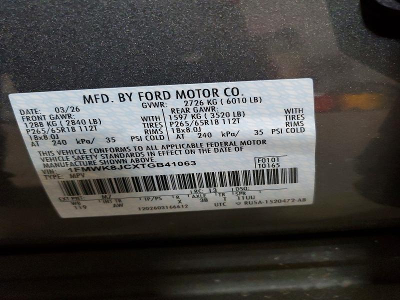 Продаж на аукціоні авто 2026 Ford Explorer, vin: 1FMWK8JCXTGB41063, номер лоту: 60845636