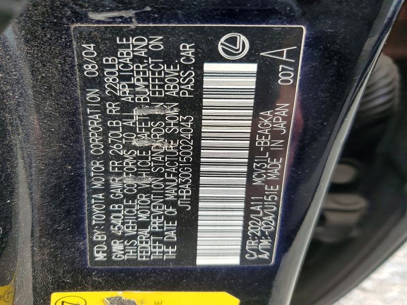 Продажа на аукционе авто 2005 Lexus Es, vin: JTHBA30G150024043, номер лота: 85621455