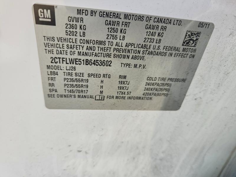 60439276 :رقم المزاد ، 2CTFLWE51B6453602 vin ، 2011 Gmc Terrain مزاد بيع