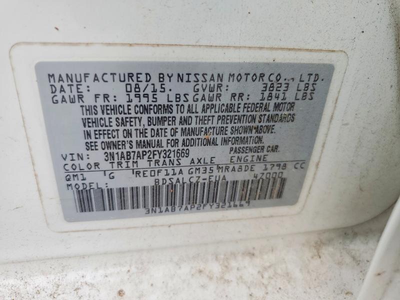 62829426 :رقم المزاد ، 3N1AB7AP2FY321669 vin ، 2015 Nissan Sentra مزاد بيع