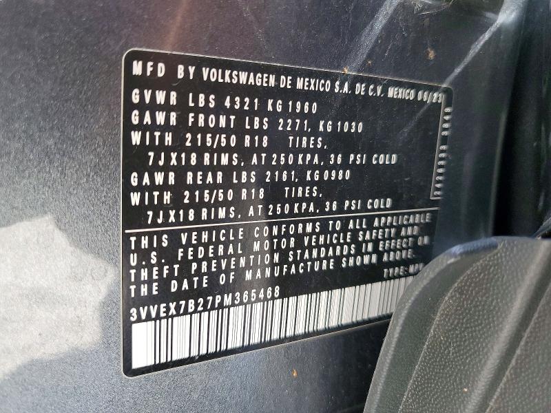 Aukcja sprzedaży 2023 Volkswagen Taos, vin: 3VVEX7B27PM365468, numer aukcji: 61875116