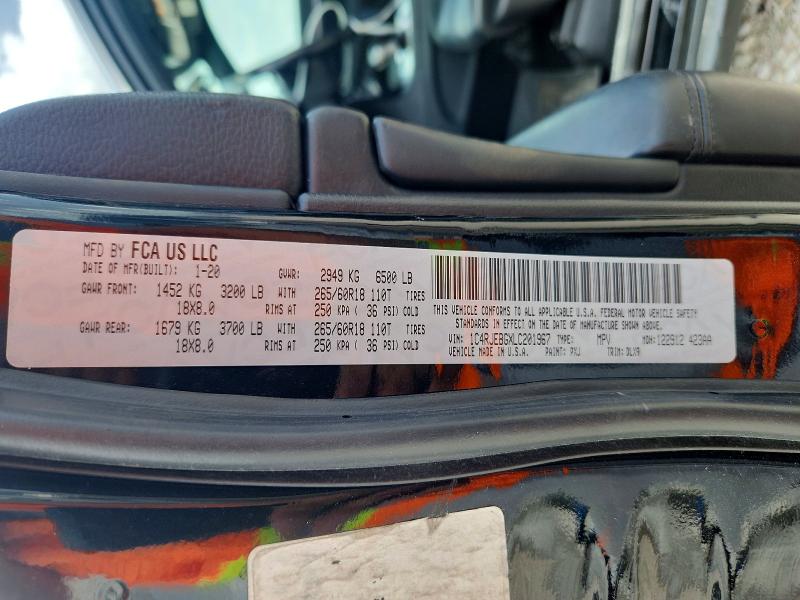 Продажа на аукционе авто 2020 Jeep Grand Cherokee, vin: 1C4RJEBGXLC201967, номер лота: 61814116
