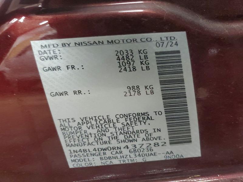 Продаж на аукціоні авто 2024 Nissan Altima, vin: 1N4BL4DW0RN437282, номер лоту: 60129626