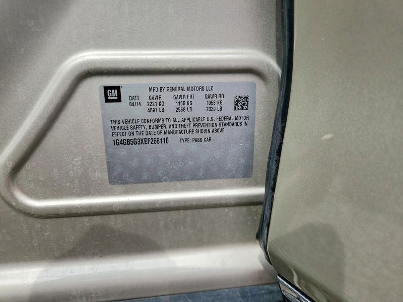 60651236 :رقم المزاد ، 1G4GB5G3XEF268110 vin ، 2014 Buick Lacrosse مزاد بيع