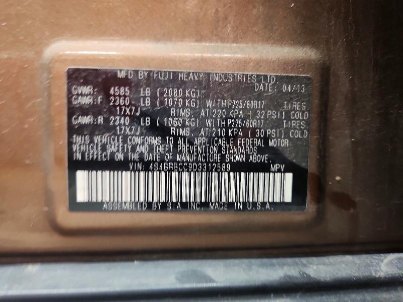 Aukcja sprzedaży 2013 Subaru Outback, vin: 4S4BRBCC9D3312589, numer aukcji: 61159936