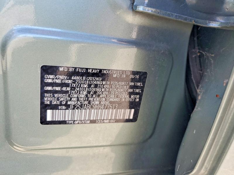 2017 Subaru Forester მანქანა იყიდება აუქციონზე, vin: JF2SJABC9HH477513, აუქციონის ნომერი: 62457566