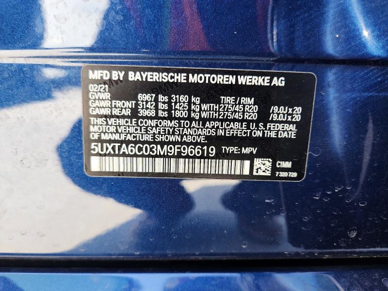 Aukcja sprzedaży 2021 Bmw X5, vin: 5UXTA6C03M9F96619, numer aukcji: 60789236