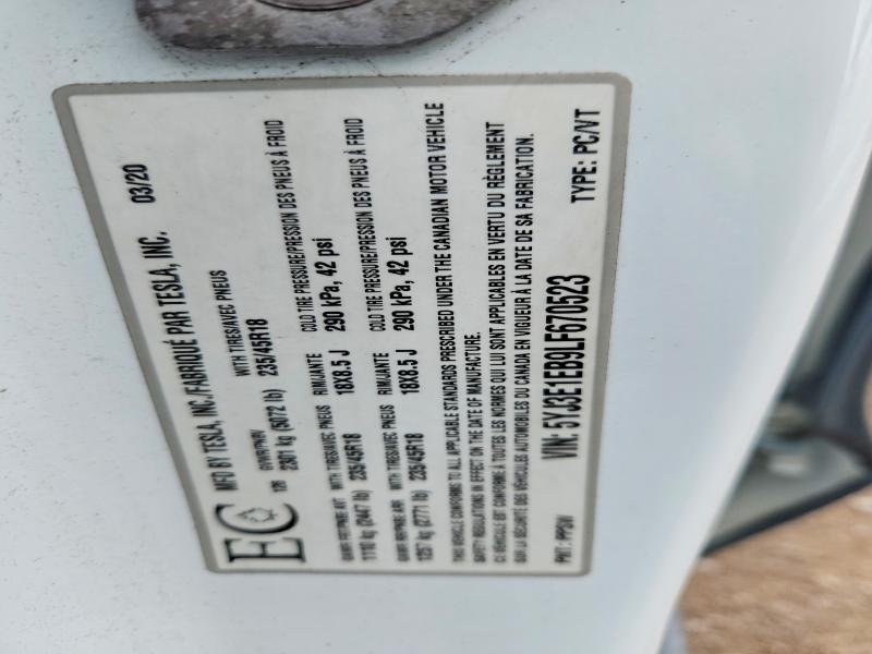 Продажа на аукционе авто 2020 Tesla Model 3, vin: 5YJ3E1EB9LF670523, номер лота: 60790496