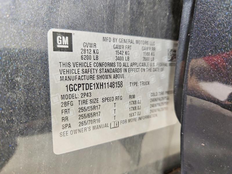 61589276 :رقم المزاد ، 1GCPTDE1XH1148158 vin ، 2017 Chevrolet Colorado مزاد بيع