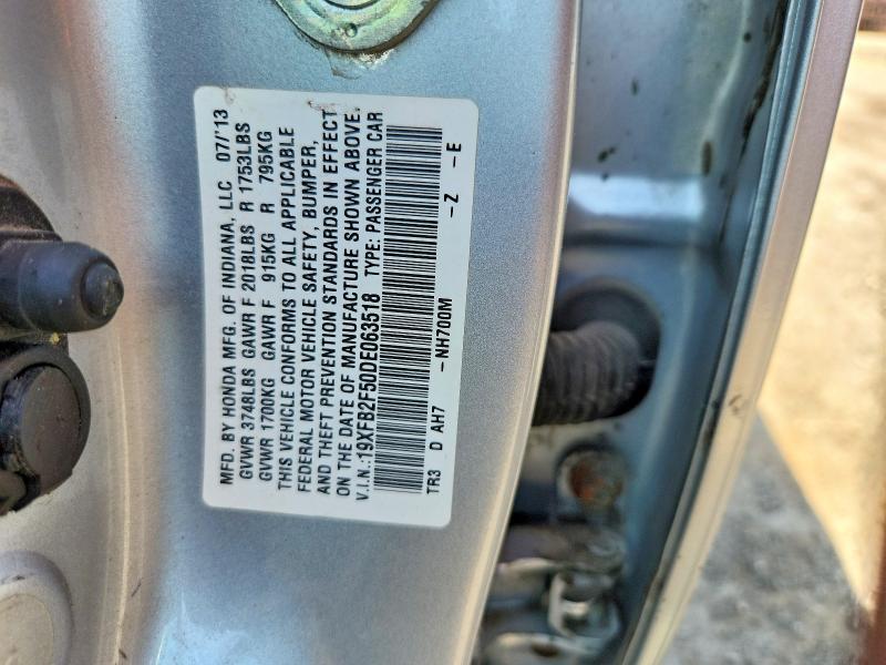 63116706 :رقم المزاد ، 19XFB2F50DE063518 vin ، 2013 Honda Civic مزاد بيع