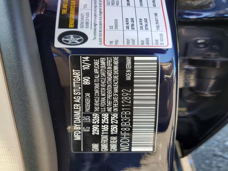 61814196 :رقم المزاد ، WDDHF8JB3FB112892 vin ، 2015 Mercedes-benz E مزاد بيع