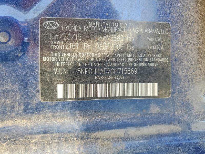 Продажа на аукционе авто 2016 Hyundai Elantra, vin: 5NPDH4AE2GH715869, номер лота: 61629086