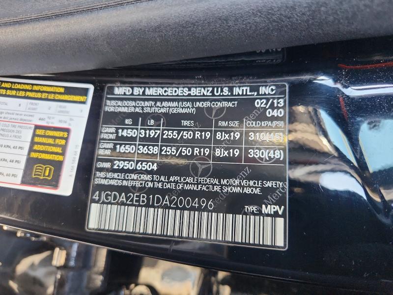 Aukcja sprzedaży 2013 Mercedes-benz Ml, vin: 4JGDA2EB1DA200496, numer aukcji: 62540586