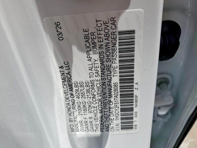 Продажа на аукционе авто 2026 Honda Accord, vin: 1HGCY2F51TA028085, номер лота: 60869436