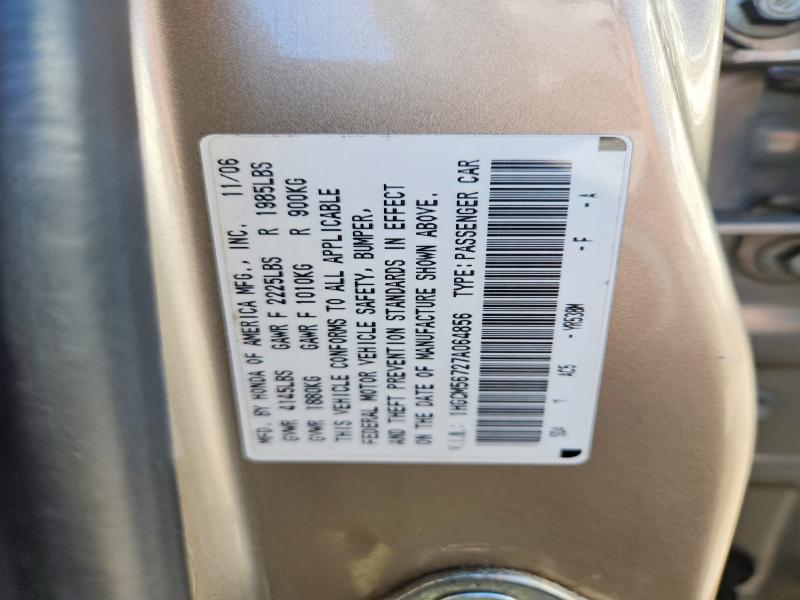 Aukcja sprzedaży 2007 Honda Accord, vin: 1HGCM56727A064856, numer aukcji: 59733296