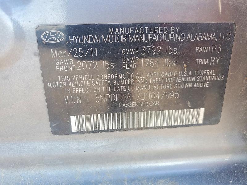 59901436 :رقم المزاد ، 5NPDH4AE7BH047995 vin ، 2011 Hyundai Elantra مزاد بيع