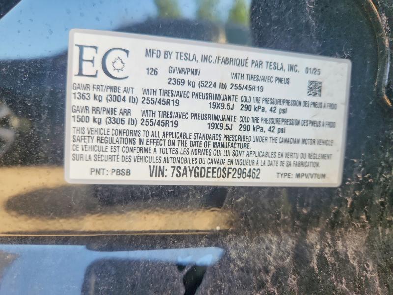 Продажа на аукционе авто 2025 Tesla Model Y, vin: 7SAYGDEE0SF296462, номер лота: 85448765