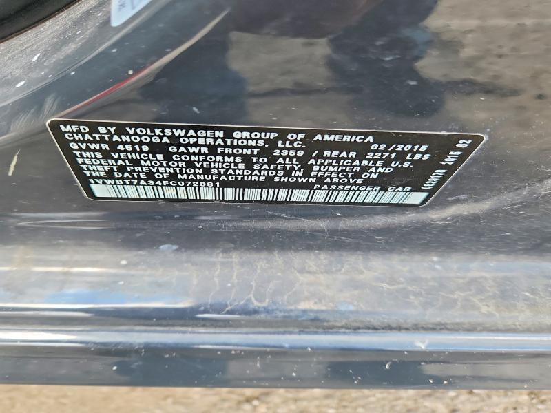 62040986 :رقم المزاد ، 1VWBT7A34FC072681 vin ، 2015 Volkswagen Passat مزاد بيع