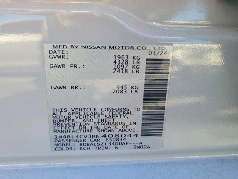 Aukcja sprzedaży 2024 Nissan Altima, vin: 1N4BL4CV3RN408044, numer aukcji: 63343276
