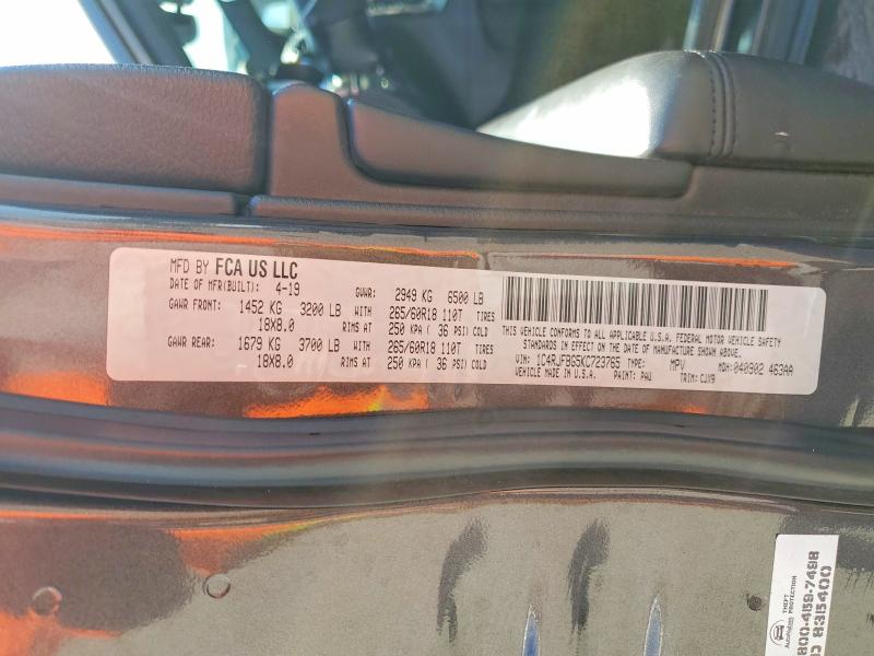 61691366 :رقم المزاد ، 1C4RJFBG5KC723765 vin ، 2019 Jeep Grand Cherokee مزاد بيع