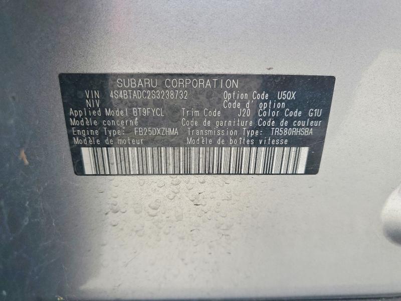 59880026 :رقم المزاد ، 4S4BTADC2S3238732 vin ، 2025 Subaru Outback مزاد بيع