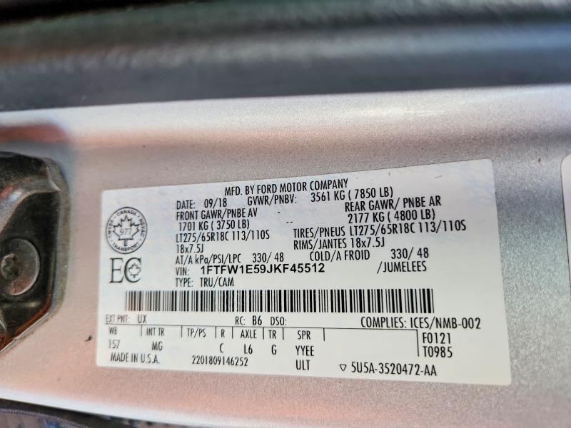 Продажа на аукционе авто 2018 Ford F150, vin: 1FTFW1E59JKF45512, номер лота: 60690026