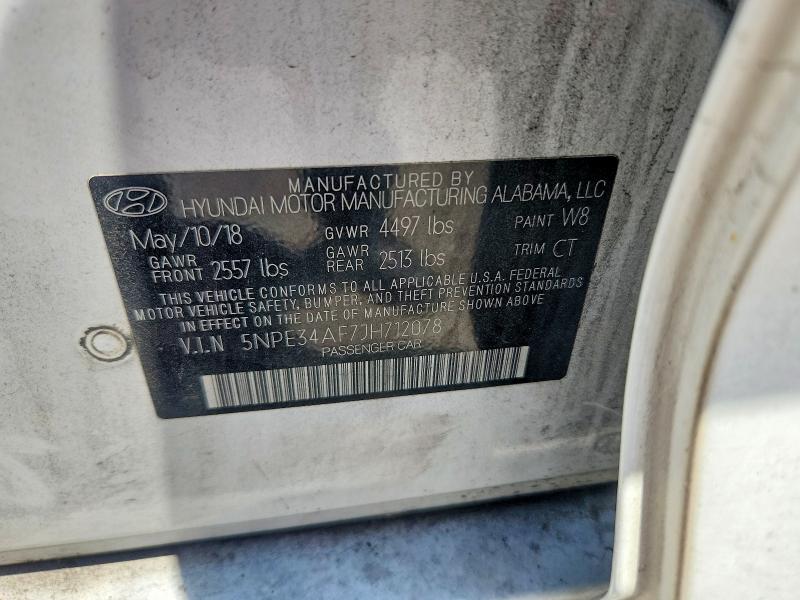 60077426 :رقم المزاد ، 5NPE34AF7JH712078 vin ، 2018 Hyundai Sonata مزاد بيع