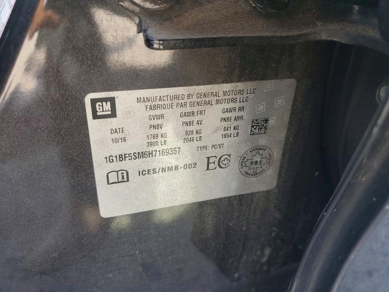 2017 Chevrolet Cruze მანქანა იყიდება აუქციონზე, vin: 1G1BF5SM6H7169357, აუქციონის ნომერი: 61910086
