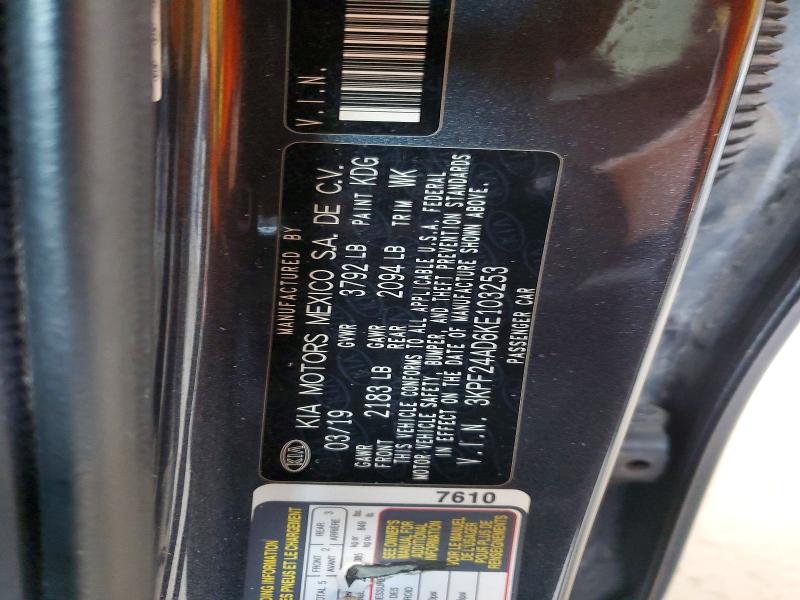 2019 Kia Forte მანქანა იყიდება აუქციონზე, vin: 3KPF24AD6KE103253, აუქციონის ნომერი: 63157576