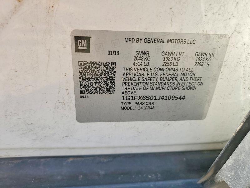 2018 Chevrolet Bolt Ev მანქანა იყიდება აუქციონზე, vin: 1G1FX6S01J4109544, აუქციონის ნომერი: 60954826